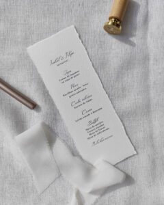 Ementa de casamento coleção Coimbra artisanal